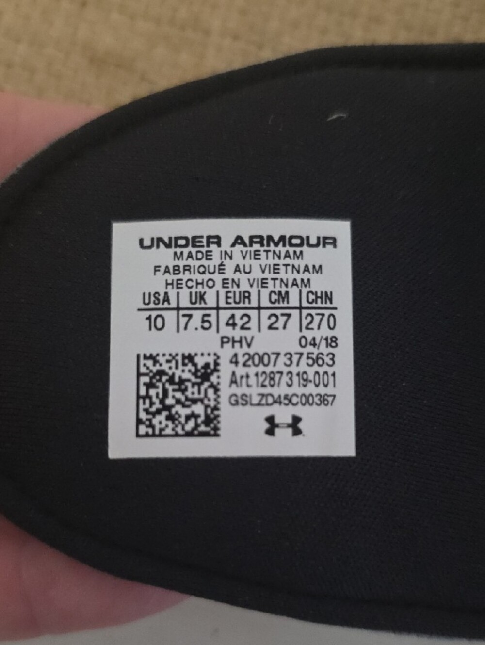 Under Armour Men's Black Slide Sandals with White Logos - Picture 6 of 6